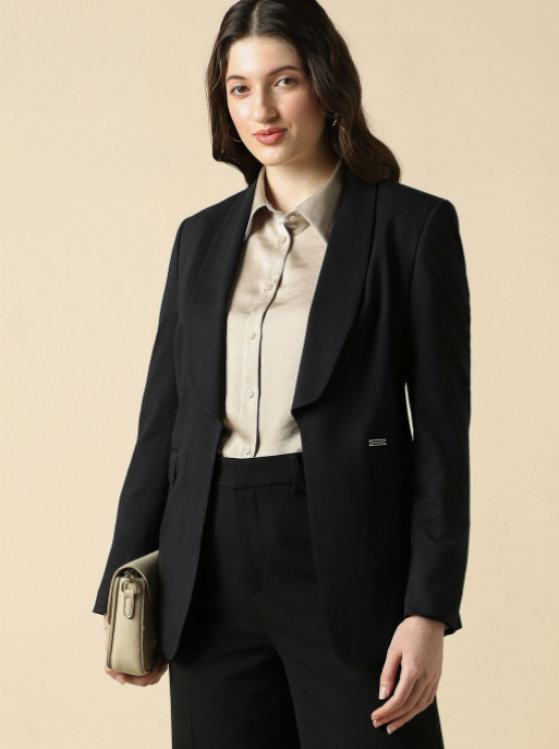 Allen Solly Woman Notched Lapel Single-Breasted Formal Blazer