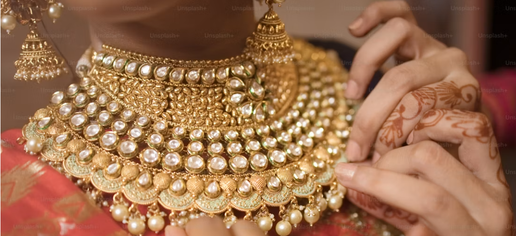 Elegant bridal necklace set crafted with premium stones and gold-plated finish, perfect for weddings and grand celebrations.