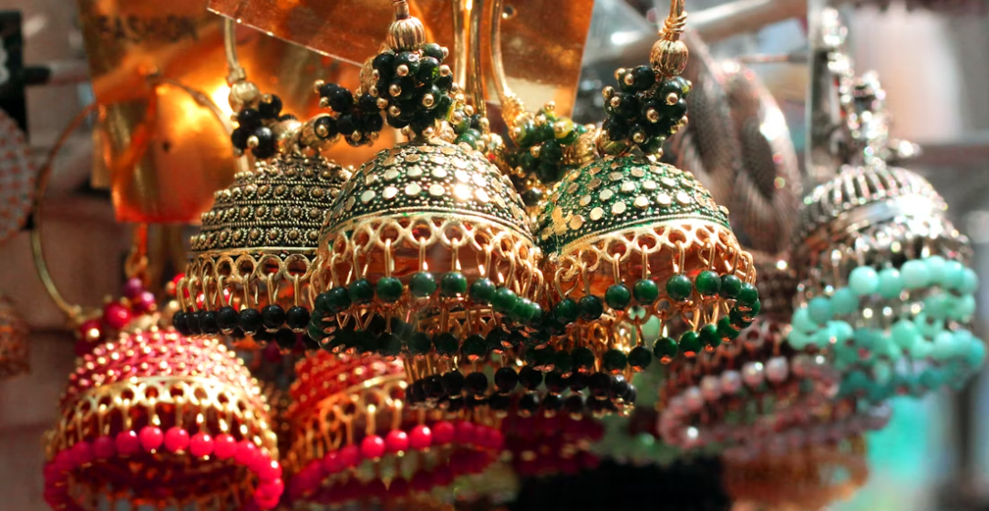 Classic jhumka earrings inspired by traditional Indian craftsmanship and timeless beauty.