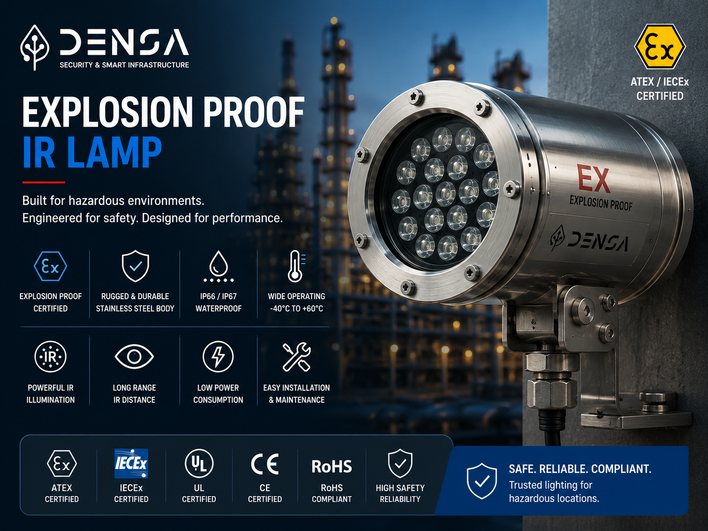 Explosion proof IR lamp